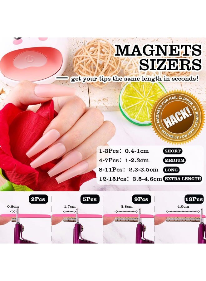 GA&EN Violet Red Premium Adjustable Nail Clippers with Magnets Sizers for Acrylic Nails, Stainless Steel Nail Cutter Trimmer for Artificial Fake False Tips Manicure Sharp Blade Clip Tool for Salon Beauty - Image 3