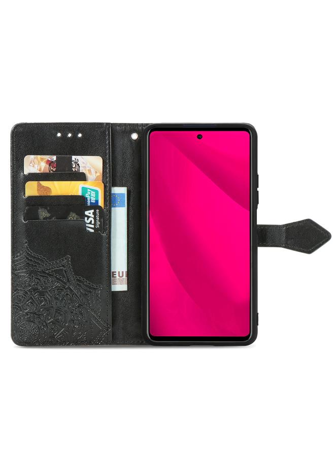 زبون جراب لهاتف Infinix Smart 9 مصنوع من الجلد المنقوش بزهرة ماندالا - Image 3