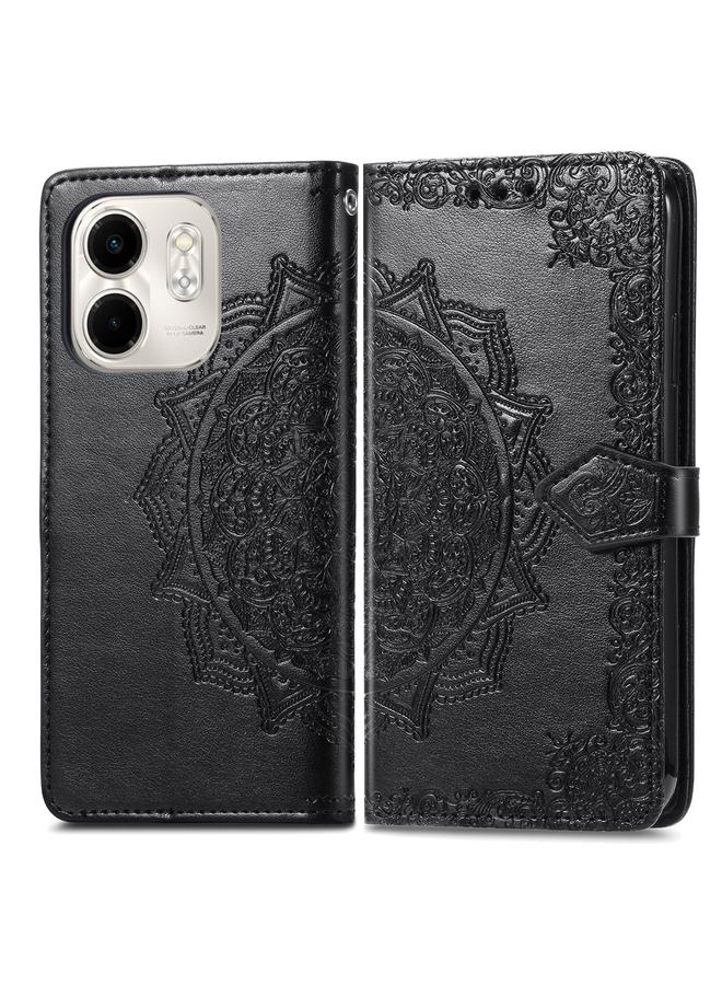 زبون جراب لهاتف Infinix Smart 9 مصنوع من الجلد المنقوش بزهرة ماندالا - Image 2