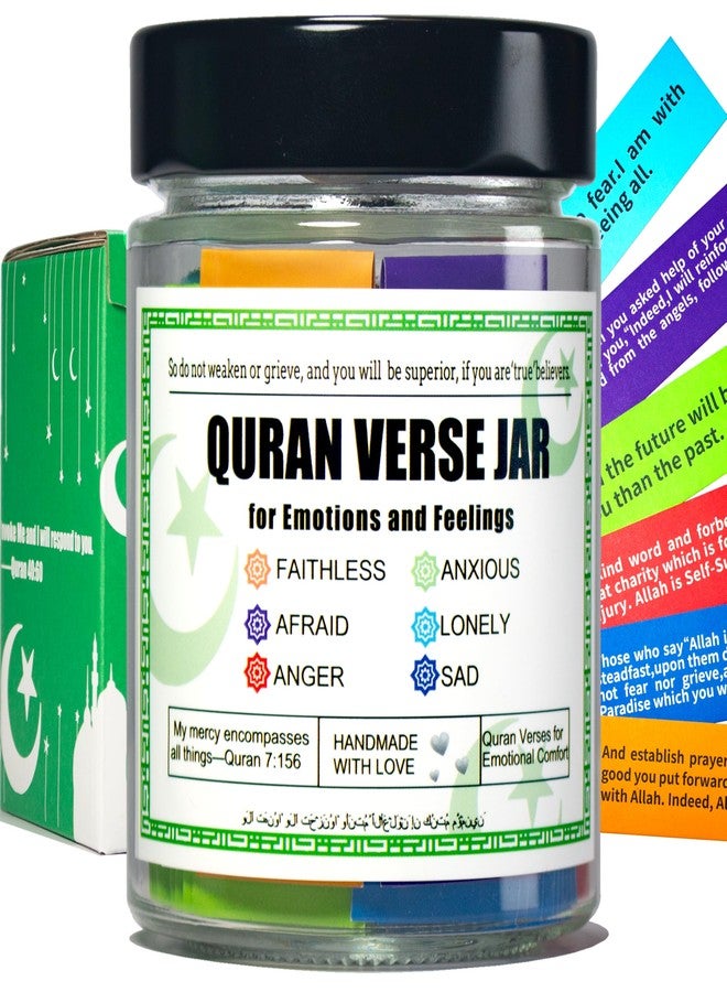 CODINOO Quran Verse Jar for Spiritual Comfort, Islamic Gifts for Women Men Kids Muslim Friends, Ramadan Decorations, Ramadan Eid Gifts,Quran Prayers & Gratitude Verses in English, Islamic Decor - Image 1