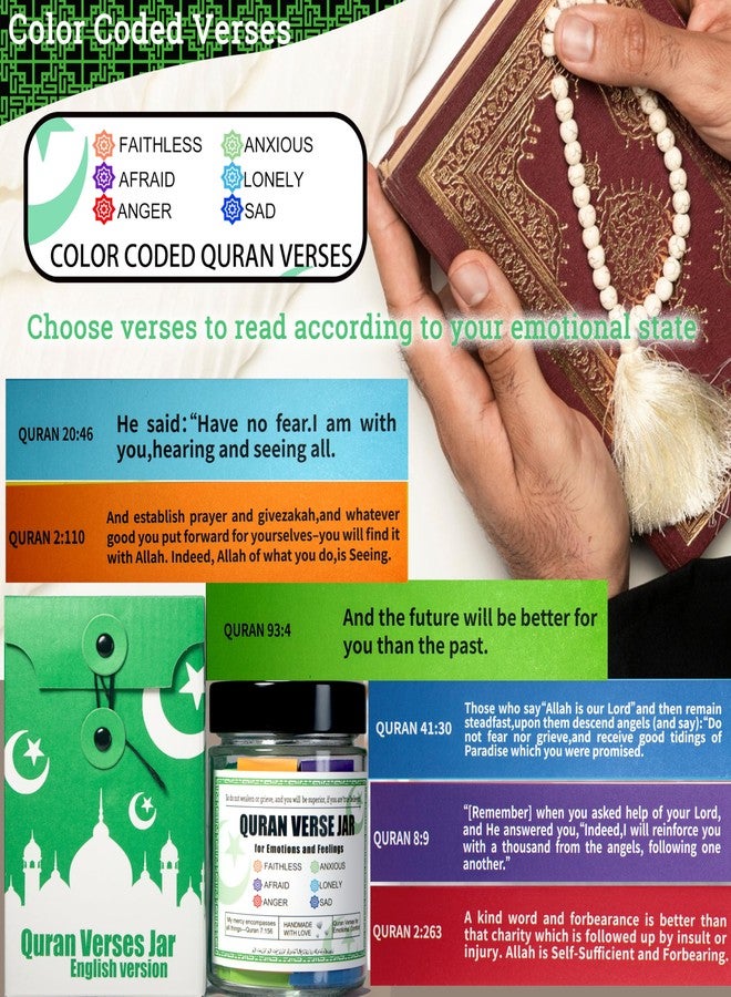 CODINOO Quran Verse Jar for Spiritual Comfort, Islamic Gifts for Women Men Kids Muslim Friends, Ramadan Decorations, Ramadan Eid Gifts,Quran Prayers & Gratitude Verses in English, Islamic Decor - Image 4