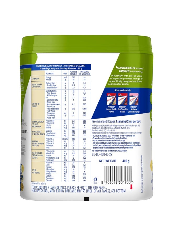 Protinex Diabetes Care (Creamy Vanilla Flavor, 400gm, Jar) Scientifically Designed Formula to help support Blood Sugar Control and Reduction in Cholesterol, 1 count, 16 servings - Image 4