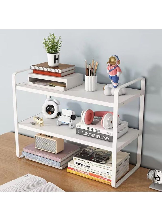 Y&D Wooden Bookcase Storage Rack Desktop Supplies Simple Decoration Aesthetics Bookshelf Suitable for Home Office Study Living Bedroom, White - Image 3