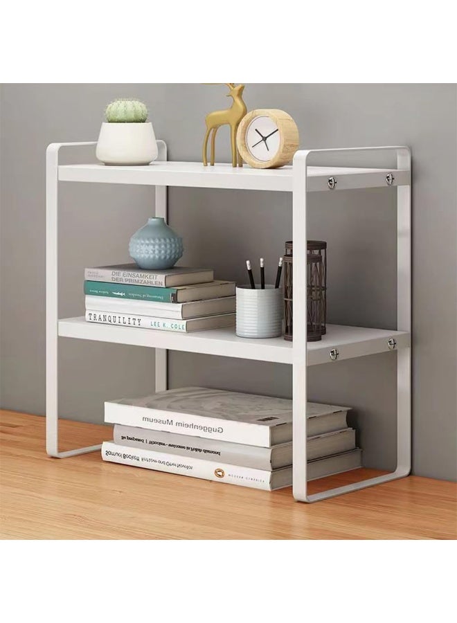 Y&D Wooden Bookcase Storage Rack Desktop Supplies Simple Decoration Aesthetics Bookshelf Suitable for Home Office Study Living Bedroom, White - Image 1