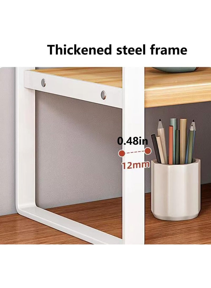 Y&D Wooden Bookcase Storage Rack Desktop Supplies Simple Decoration Aesthetics Bookshelf Suitable for Home Office Study Living Bedroom, White - Image 5