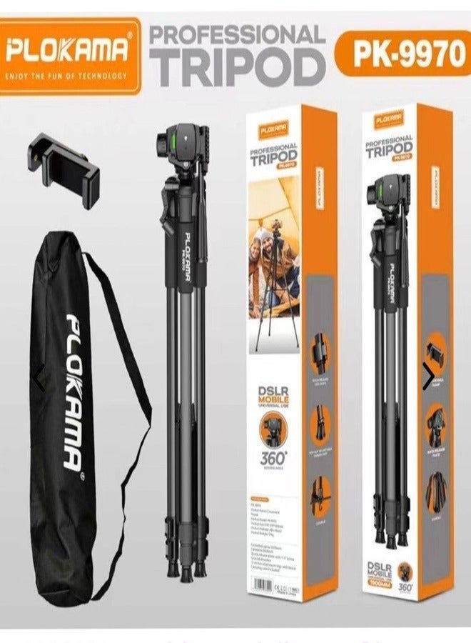 PLOKAMA PK9970 PROFESSIONAL TRIPOD FOR MOBILE & CAMERA 190CM - Image 3