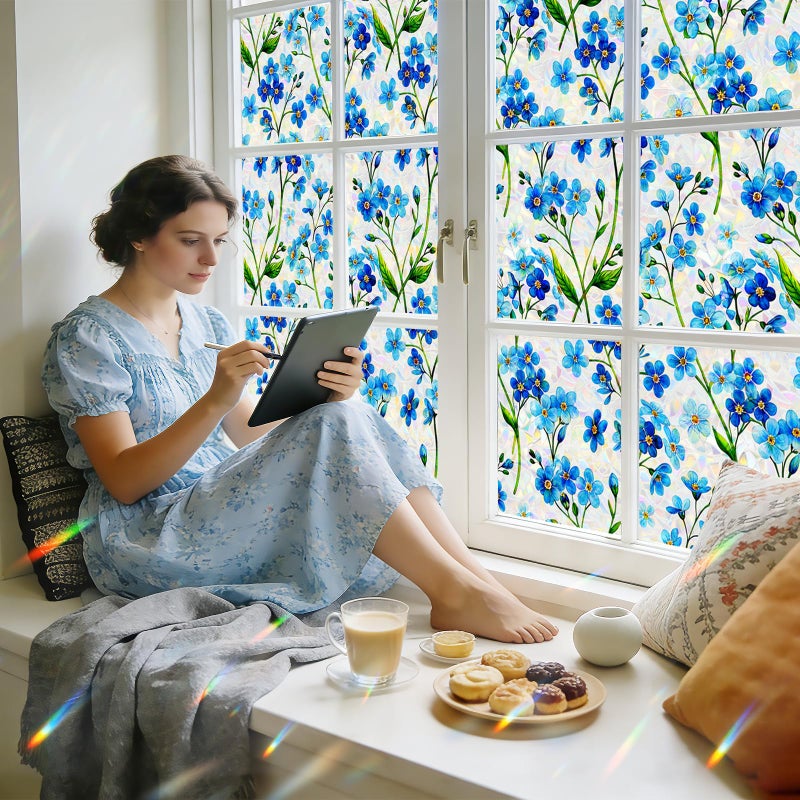 SOMWISE Rainbow Window Privacy Film,Heat Control,UV Blocking,Anti-Glare,Day & Night Privacy Protection & Decoration for Home, Bathroom,Glass Door,Static Cling,Renter-Friendly with Installation Tools - Image 3