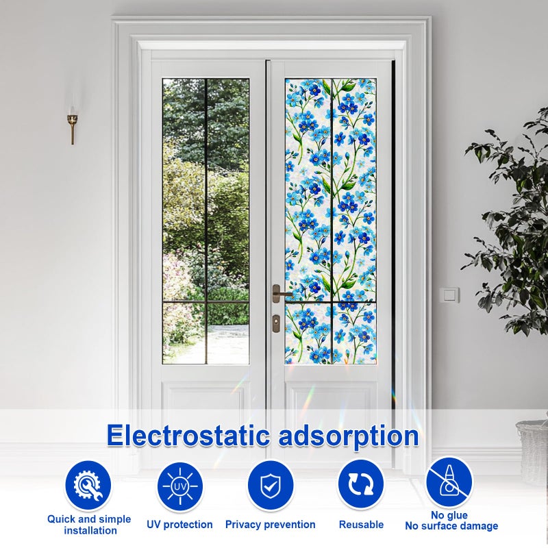 SOMWISE Rainbow Window Privacy Film,Heat Control,UV Blocking,Anti-Glare,Day & Night Privacy Protection & Decoration for Home, Bathroom,Glass Door,Static Cling,Renter-Friendly with Installation Tools - Image 2