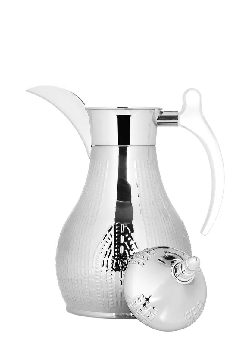 Alsaif Gallery Hela Steel Saif Gallery Thermos, 1.2 L, Engraved, Transparent Handle - Silver - Image 3