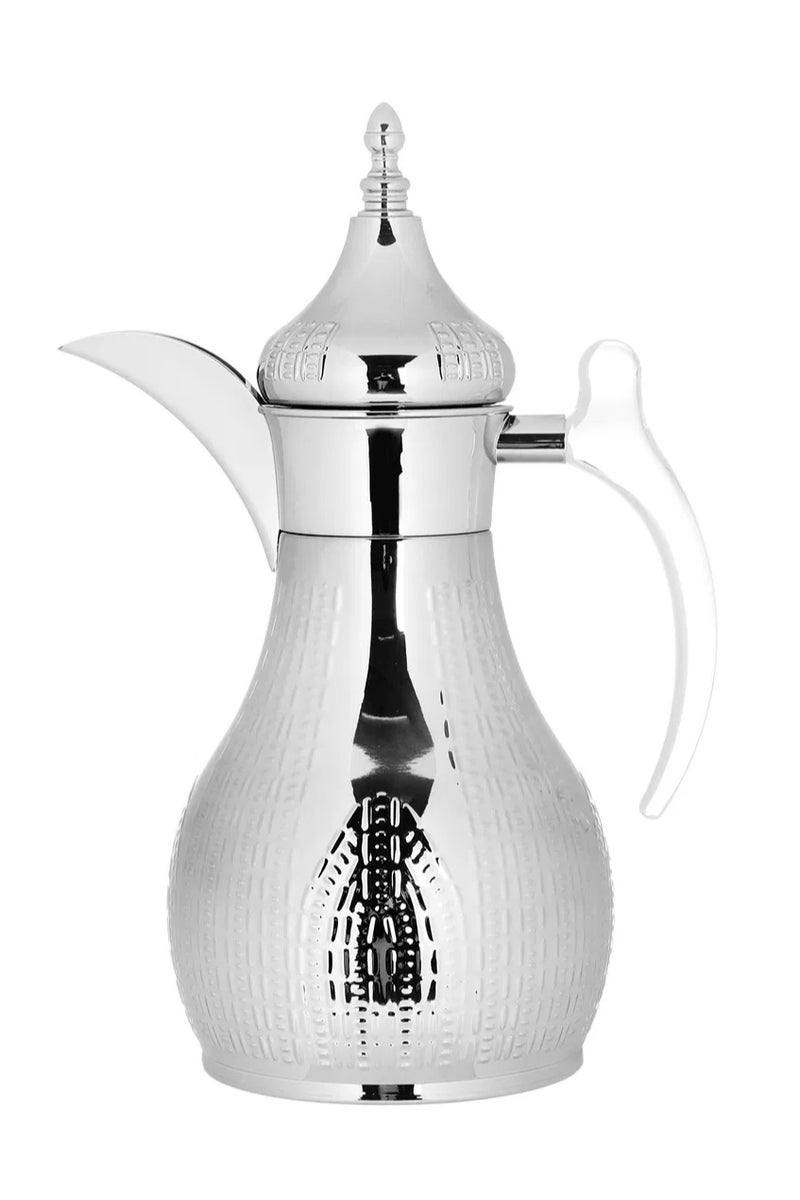 Alsaif Gallery Hela Steel Saif Gallery Thermos, 1.2 L, Engraved, Transparent Handle - Silver - Image 1