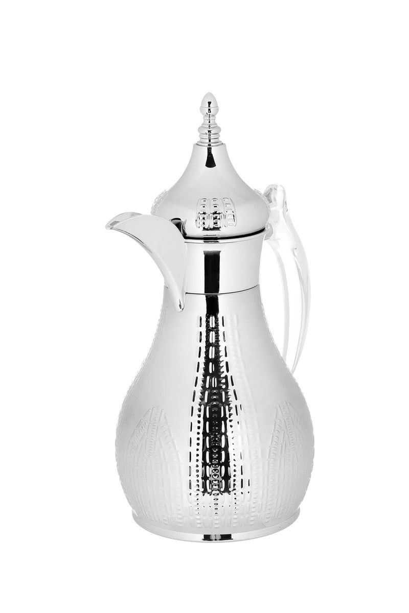 Alsaif Gallery Hela Steel Saif Gallery Thermos, 1.2 L, Engraved, Transparent Handle - Silver - Image 2