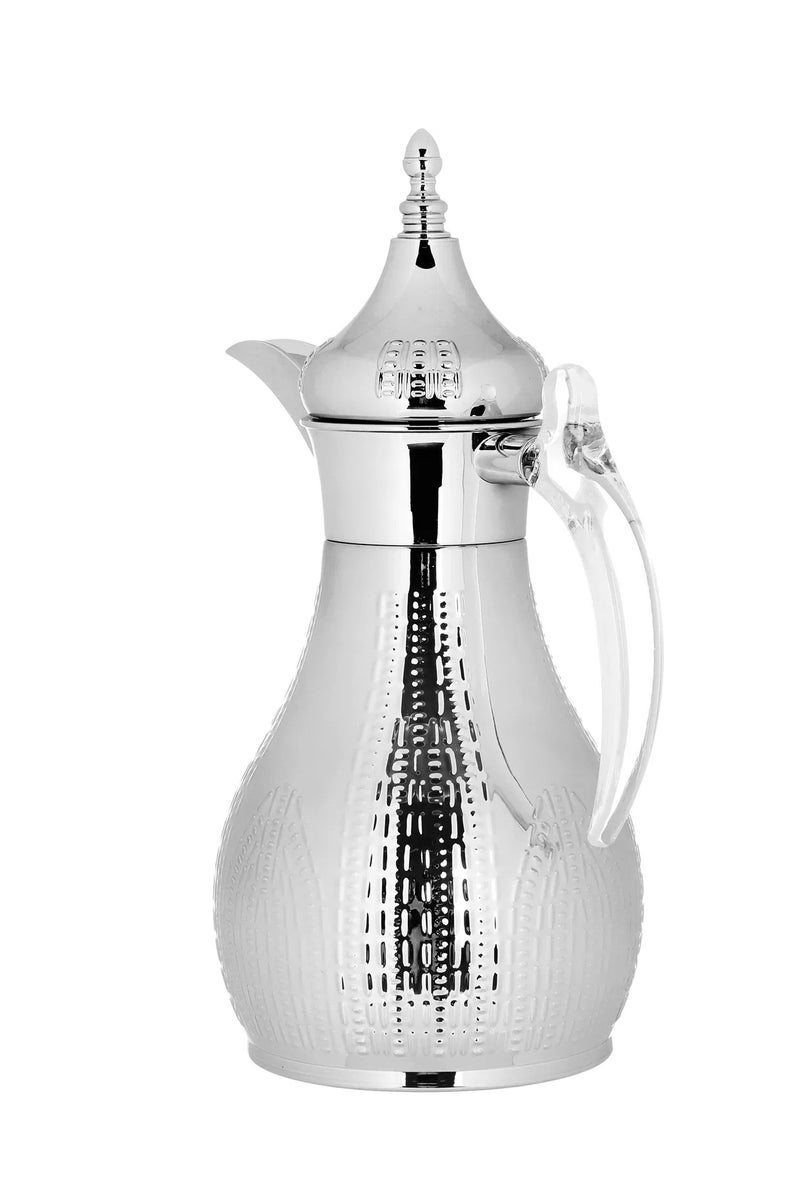 Alsaif Gallery Hela Steel Saif Gallery Thermos, 1.2 L, Engraved, Transparent Handle - Silver - Image 4
