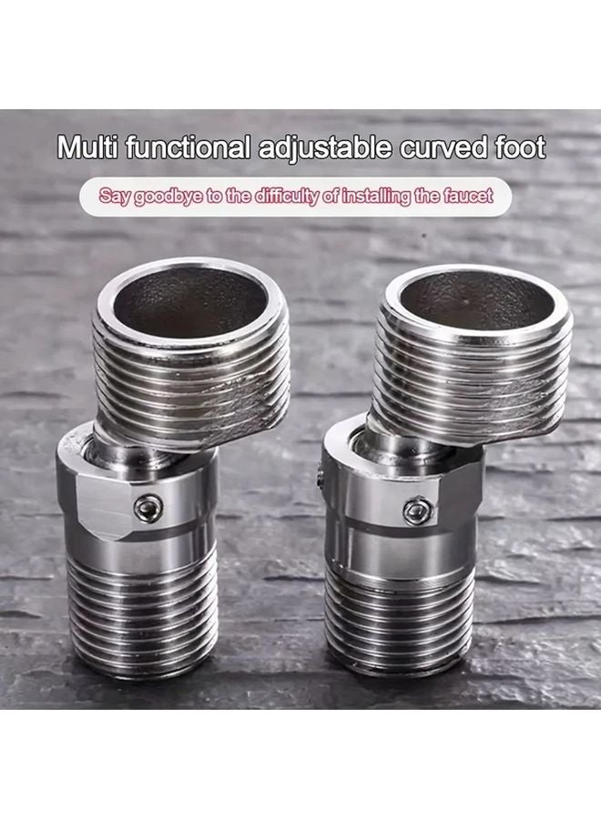 304 Stainless Steel 360 Rotating Adjustable Elbow Valve Adapter Leak Proof Shower Faucet Connector 1pc - Image 2