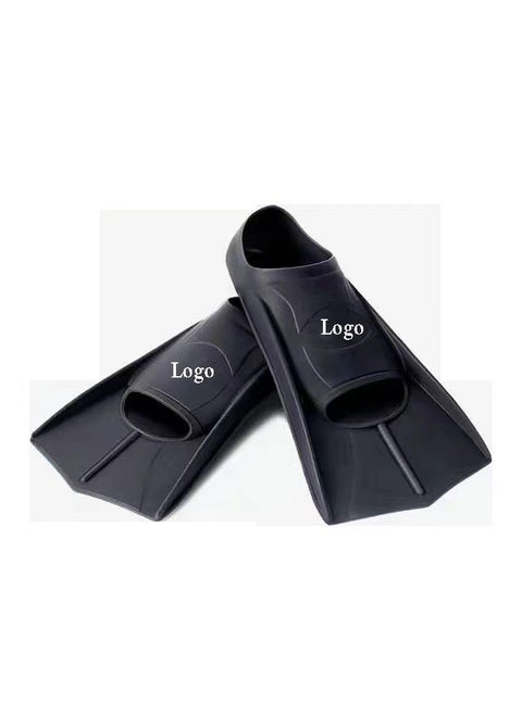 Swimming Flippers for Men and Women Freestyle Breaststroke Silicone Short Flippers for Adults and Children Professional Light Diving Training Foot Board Black