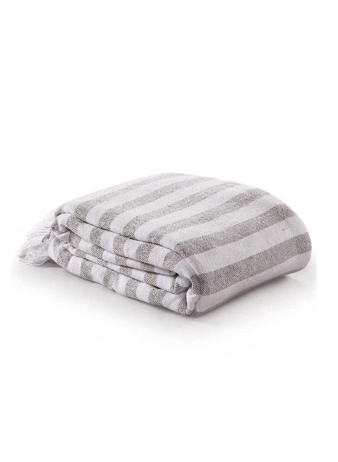 SASHAA WORLD Striped Throw Bedcover| Super Soft & Breathable | Bedcover for Living Room & Bedroom | Grey & White Throw Bedcover | 170 x 200 Cm - Image 2