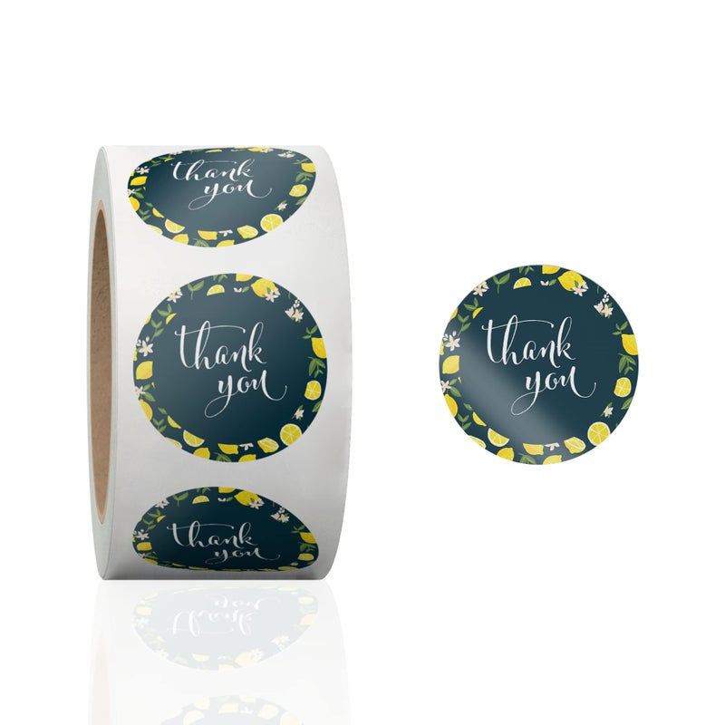 15 Inch Round 500 Count Lemons and Flowers Perforated Roll Stickers  Thank You Labels for Favors  Packing Thank You Stickers for Small Business Store Owners