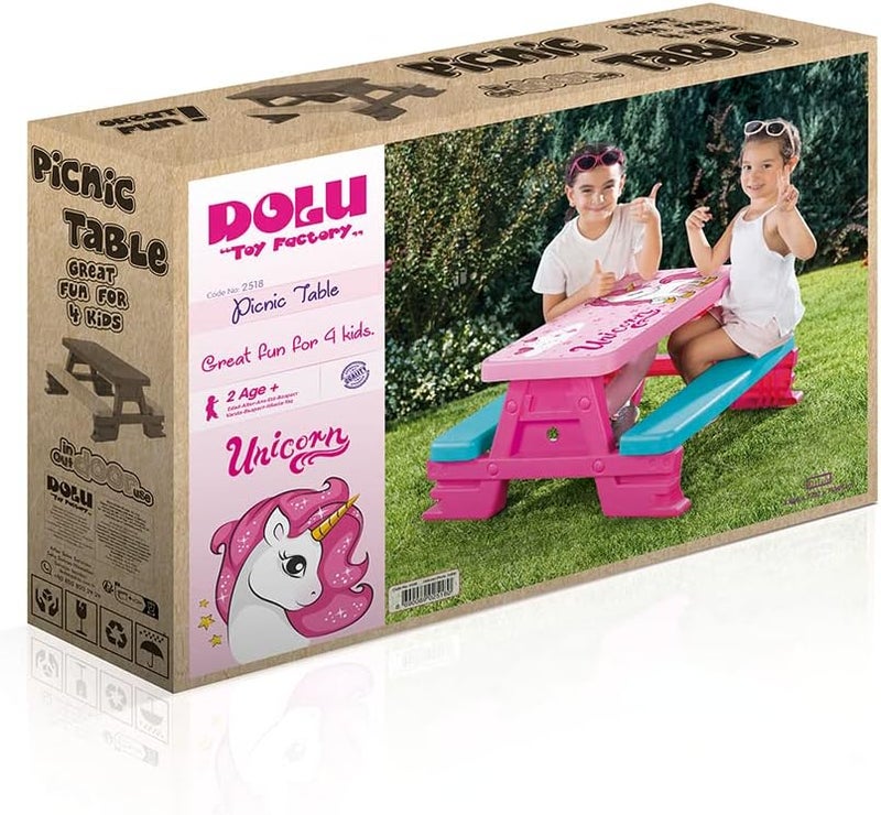 Dolu Unicorn Picnic Table for 4 Kids (77 x 71 x 43 cm), for Ages 2+ Years Old - Image 5