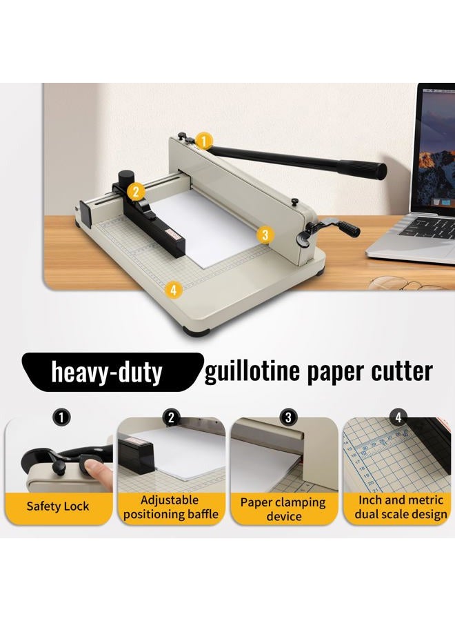 Flisin Guillotine Paper Cutter Heavy Duty 400 Sheet Capacity，Paper Cutter 12 Inch for A4 Paper with HSS Blade,Industrial Commercial Trimmer for Office,School,Print Shop,Safety Lock & Clear Grids - Image 4