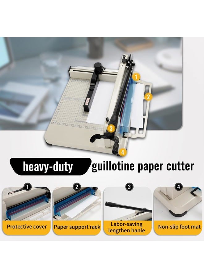 Flisin Guillotine Paper Cutter Heavy Duty 400 Sheet Capacity，Paper Cutter 12 Inch for A4 Paper with HSS Blade,Industrial Commercial Trimmer for Office,School,Print Shop,Safety Lock & Clear Grids - Image 5