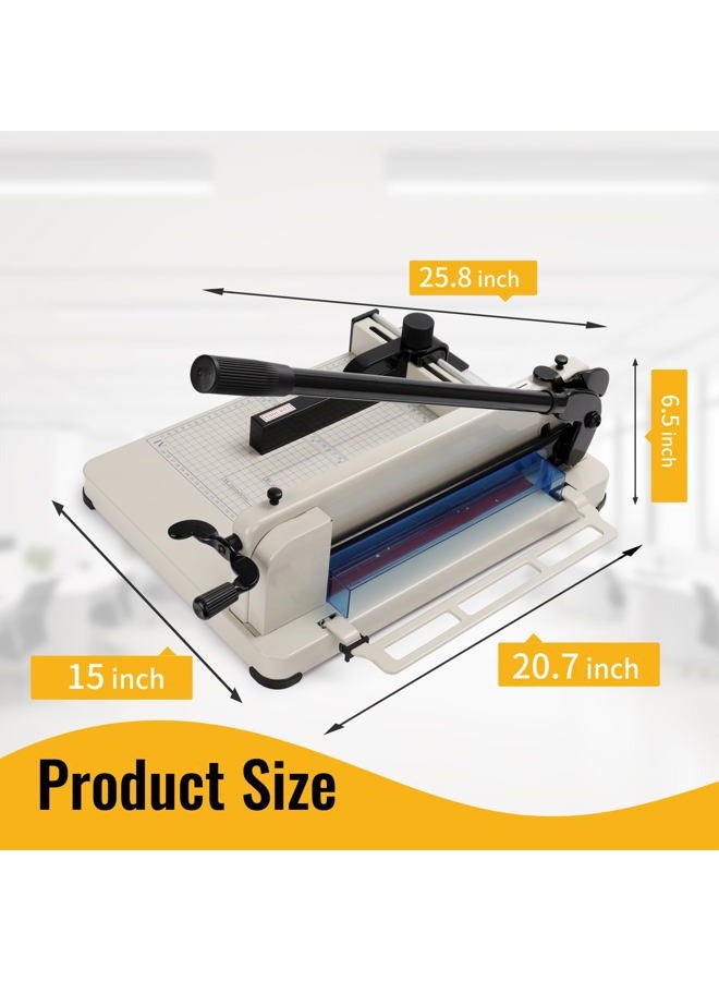 Flisin Guillotine Paper Cutter Heavy Duty 400 Sheet Capacity，Paper Cutter 12 Inch for A4 Paper with HSS Blade,Industrial Commercial Trimmer for Office,School,Print Shop,Safety Lock & Clear Grids - Image 2