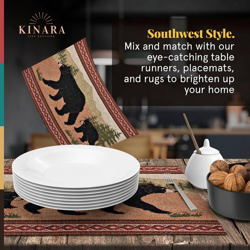 Kinara Black Bear Placemat Set  Southwestern Native American Design  Beautiful and Unique Pattern  Fine Weaving Four 1225x19 inch Placemats - Image 3