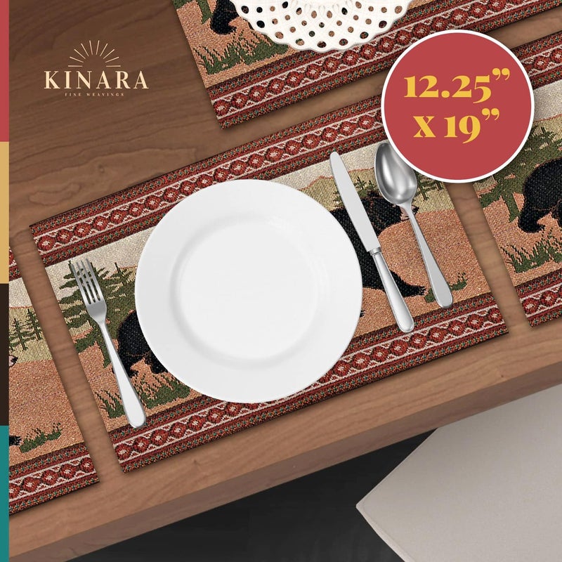 Kinara Black Bear Placemat Set  Southwestern Native American Design  Beautiful and Unique Pattern  Fine Weaving Four 1225x19 inch Placemats - Image 5