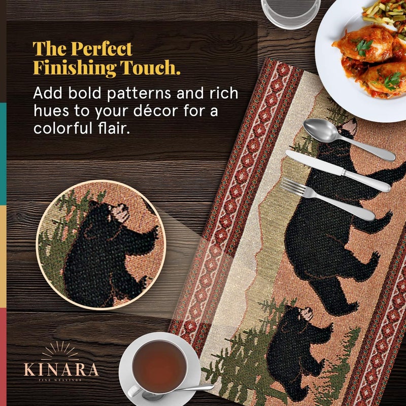 Kinara Black Bear Placemat Set  Southwestern Native American Design  Beautiful and Unique Pattern  Fine Weaving Four 1225x19 inch Placemats - Image 4