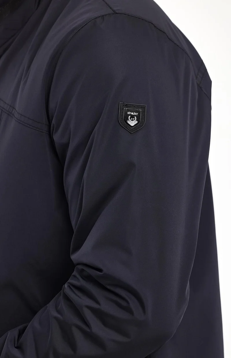 سيفيست Men's Navy Blue Stand Collar Multi-Pocket Water and Wind Repellent Seasonal Coat & Jacket