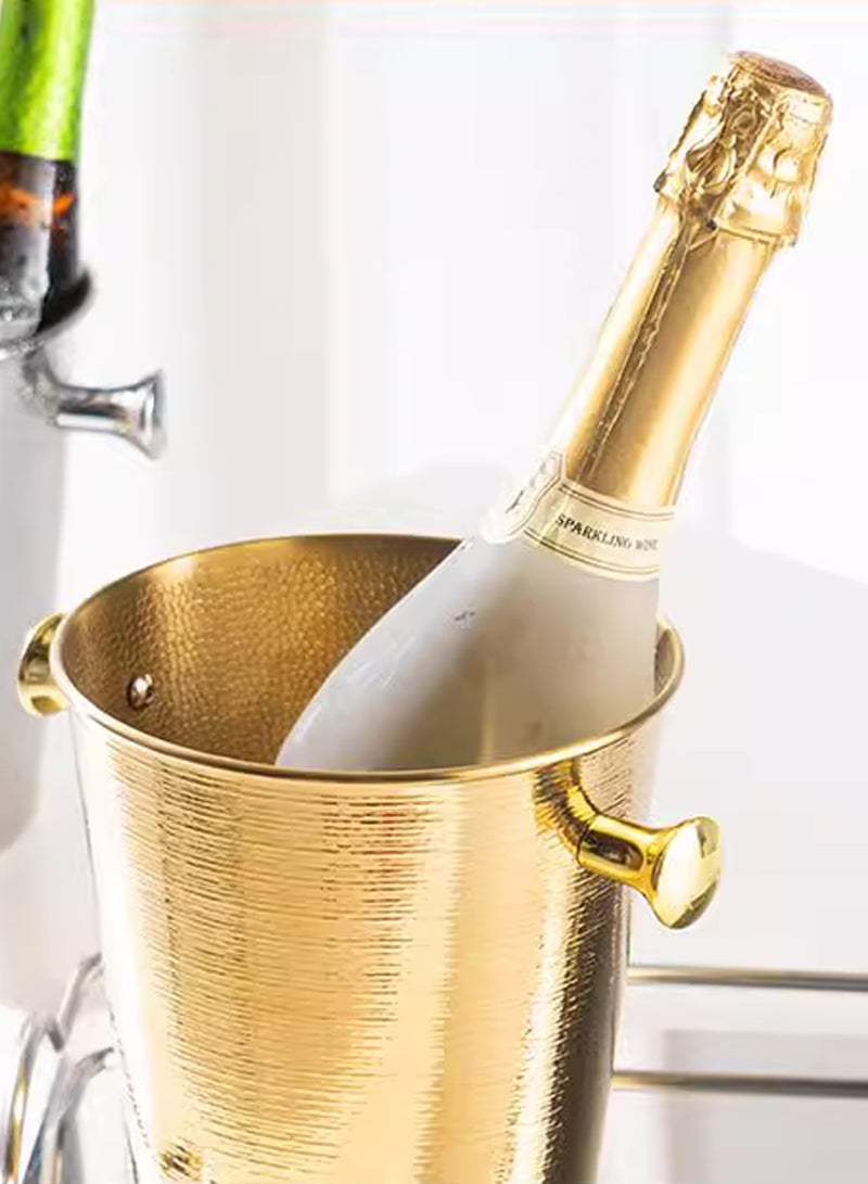 Morlife Elegance Hammered Stainless steel ice bucket champagne bucket household party ice bucket, 5L, Gold - Image 2