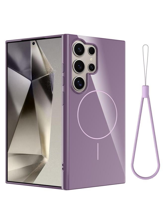 S-TOP Case For Samsung Galaxy S24 Ultra 5G Glossy TPU Shockproof MagSafe Phone Case with Lanyard - Image 1