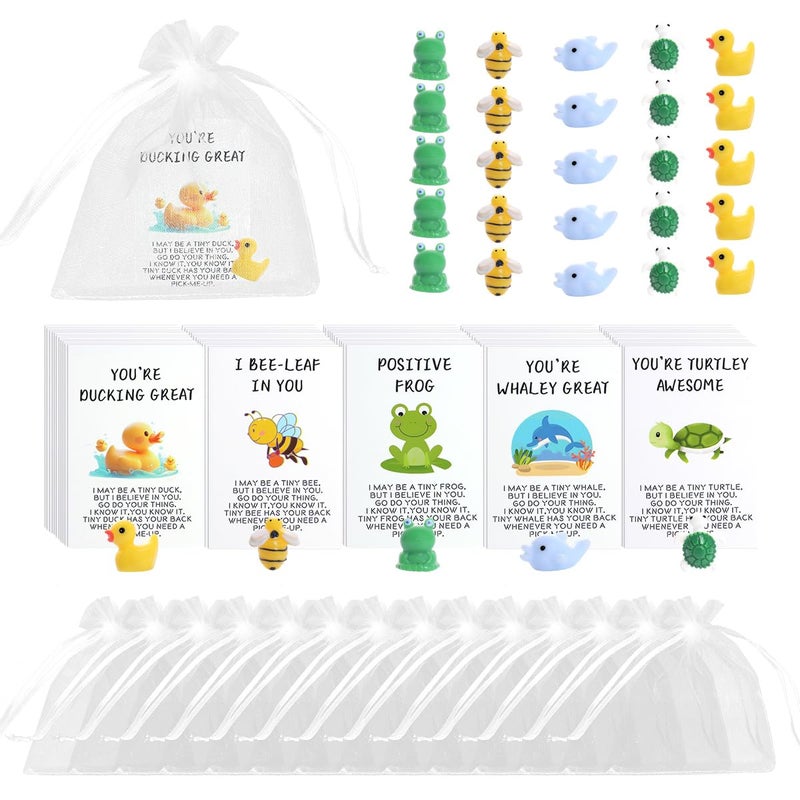 BHHQHH 60Sets Christmas Employee Appreciation Gifts Bulk for Coworkers Thank You Staff Gift Funny Animal Pun Greeting Note Cards Inspirational Resin Office Pocket Gifts - Image 1