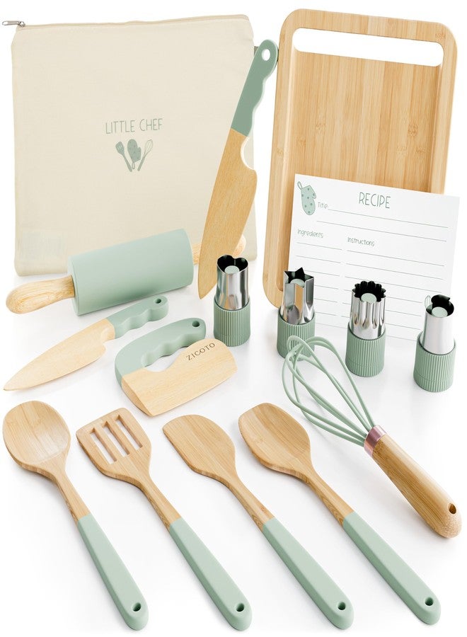 ZICOTO Wooden Cooking & Baking Set for Kids - Safe & Real Kitchen Tools Give Toddlers a Fun Cooking Experience - Durable Utensils are Perfect for Gifting to Create Lasting Family Memories - Image 1