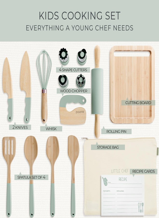 ZICOTO Wooden Cooking & Baking Set for Kids - Safe & Real Kitchen Tools Give Toddlers a Fun Cooking Experience - Durable Utensils are Perfect for Gifting to Create Lasting Family Memories - Image 4