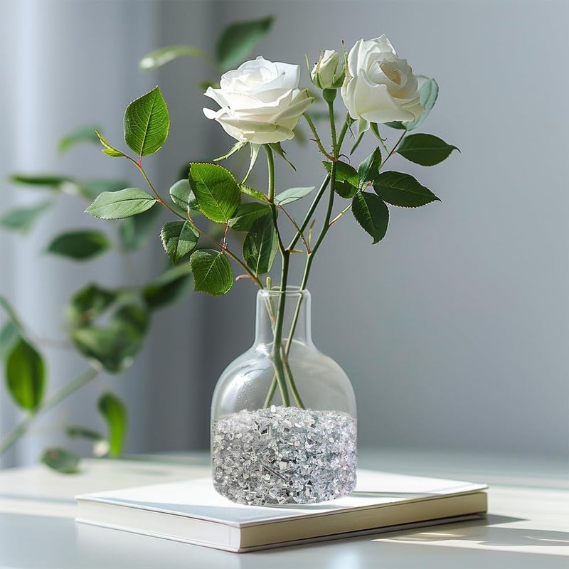 HappyFiller – رمل زجاجي مكسور بوزن 1.3 رطل، مناسب لمشاريع الأعمال اليدوية، الفنون المصنوعة من الراتنج، تغطية تربة للوعاء، تزيين لحاملات الشموع، بلورات شفافة. - Image 4