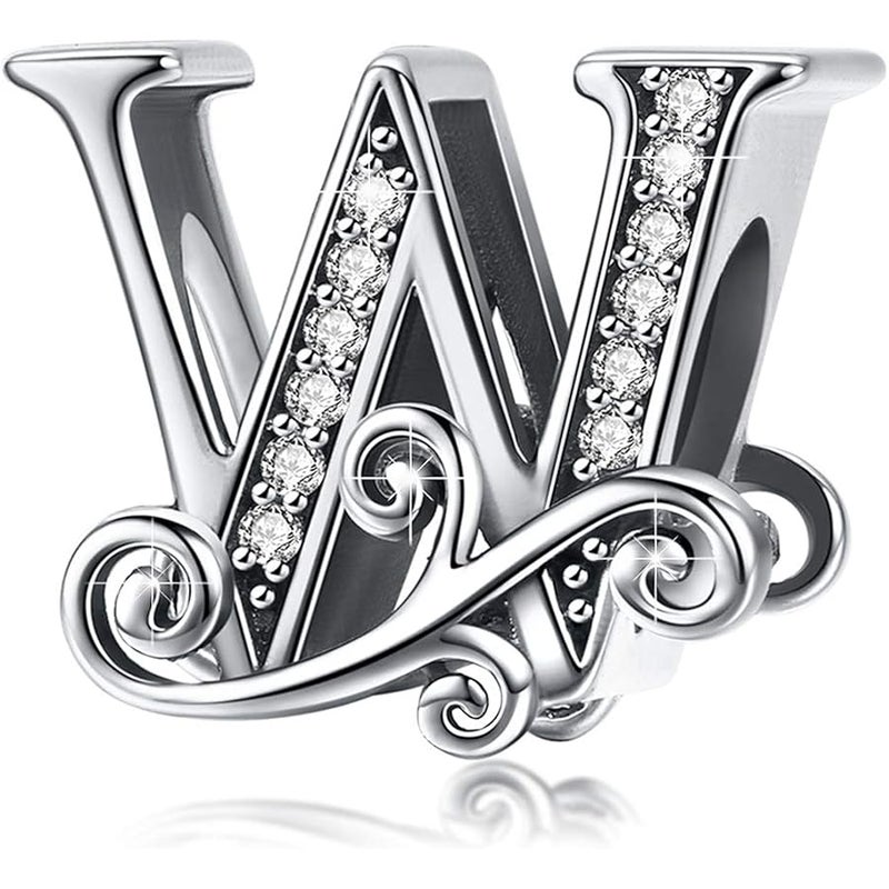 BISAER 925 Sterling Silver Initial Letter A-Z Charms for Bracelets Alphabet Beads Charm Jewelry Gifts - Image 1