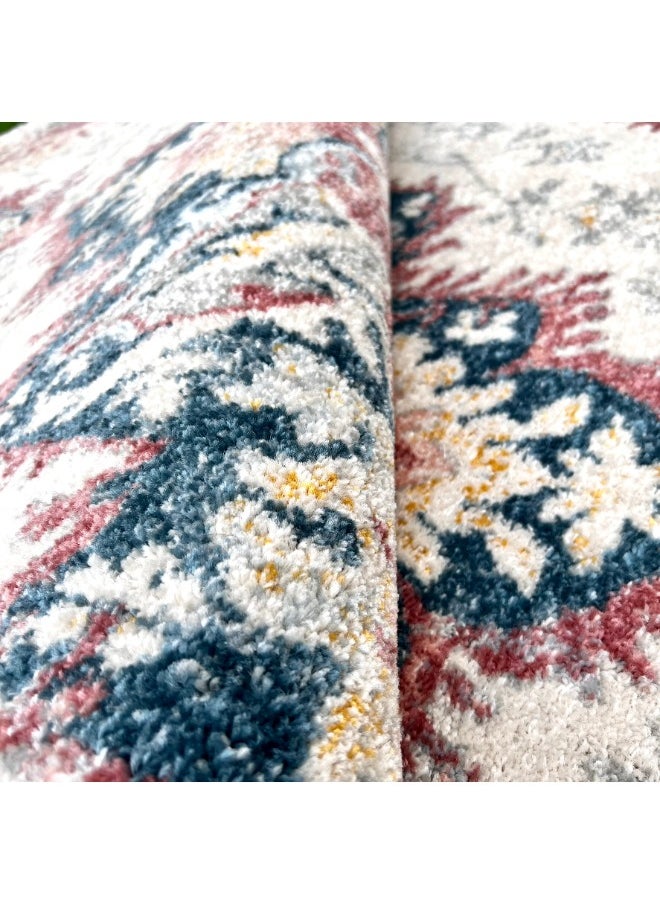 HANDPICKED FURNITURE Handpicked Furniture Vintage Blue Rug, Ultra Soft Area Carpets For Bed Room, Living Room, And Dining Room, Antislip Floor Carpets, Easy To Clean, Made In Turkey, Rectangle  - Image 5