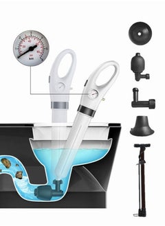 Toilet Plunger with Real-Time Barometer  Air Drain Blaster Kit  Clog Remover with Replaceable Heads  High Pressure Air Toilet Unclogger Plumbing Tools for Shower Sink Bathtub Clogged Pipe