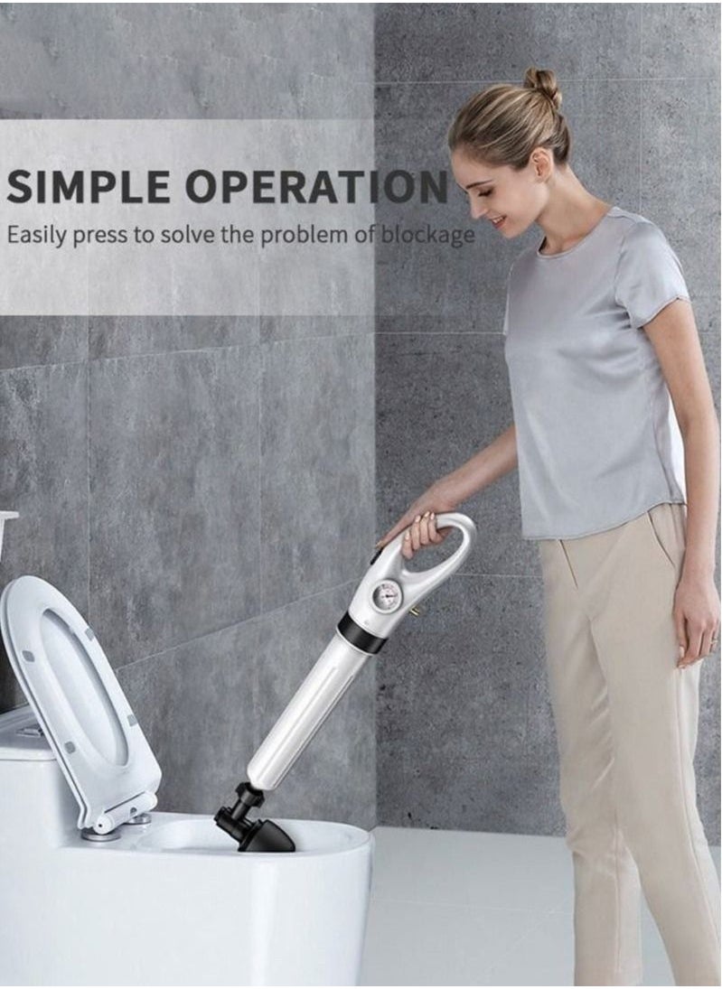 Generic - Toilet Plunger with Real-Time Barometer  Air Drain Blaster Kit  Clog Remover with Replaceable Heads  High Pressure Air Toilet Unclogger Plumbing Tools for Shower Sink Bathtub Clogged Pipe - Image 1