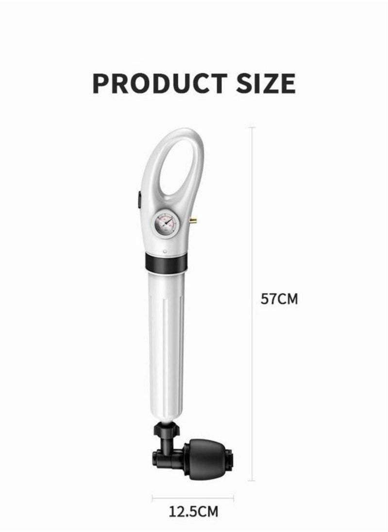 Generic - Toilet Plunger with Real-Time Barometer  Air Drain Blaster Kit  Clog Remover with Replaceable Heads  High Pressure Air Toilet Unclogger Plumbing Tools for Shower Sink Bathtub Clogged Pipe - Image 1