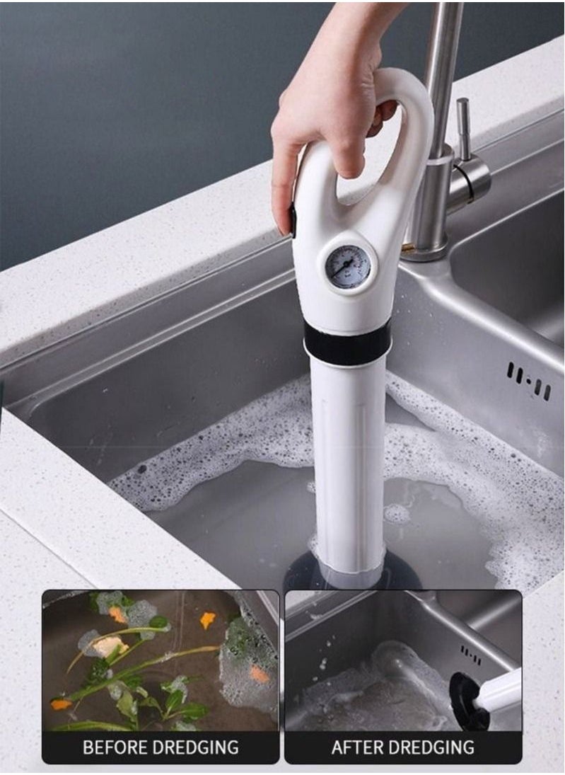 Generic - Toilet Plunger with Real-Time Barometer  Air Drain Blaster Kit  Clog Remover with Replaceable Heads  High Pressure Air Toilet Unclogger Plumbing Tools for Shower Sink Bathtub Clogged Pipe - Image 1