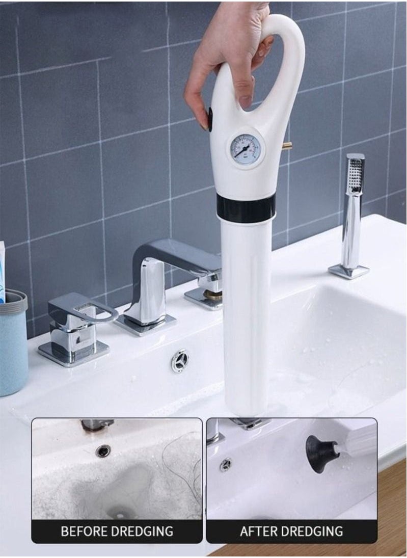 Generic - Toilet Plunger with Real-Time Barometer  Air Drain Blaster Kit  Clog Remover with Replaceable Heads  High Pressure Air Toilet Unclogger Plumbing Tools for Shower Sink Bathtub Clogged Pipe - Image 1