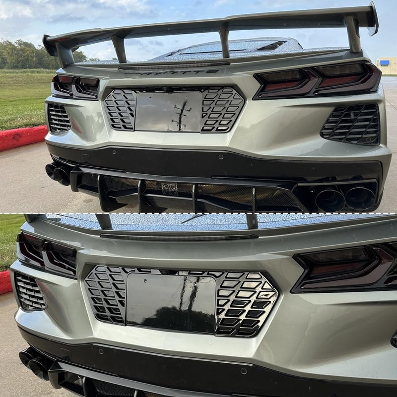 Yipmotiv Rear License Plate Frame for Corvette C8 Z51 Coupe HTC Stingray 2020 2021 2022 2023 2024 2025 2026,Not for Z06,License Plate Cover (Style A) - Image 2
