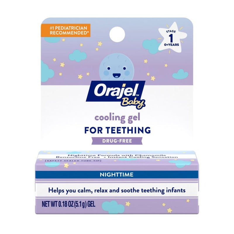 Orajel Baby Nighttime Cooling Gel for Teething, Drug-Free, 1 Pediatrician Recommended Brand for Teething, One .18oz Tube - Image 1