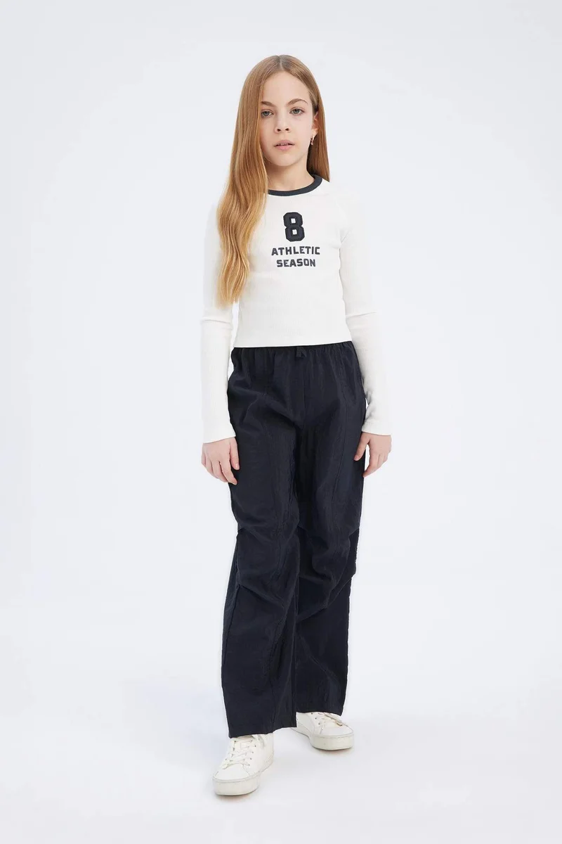 ديفاكتو Girl Elastic Waist Straight Leg Parachute Trousers