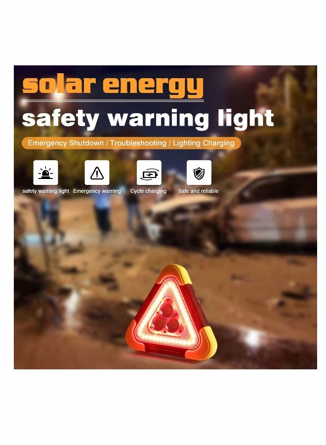 Loquat Safety triangle multi-function emergency triangle light LED solar rechargeable vehicle warning triangle road triangle reflective triangle truck triangle applicable to vehicle fault - Image 2