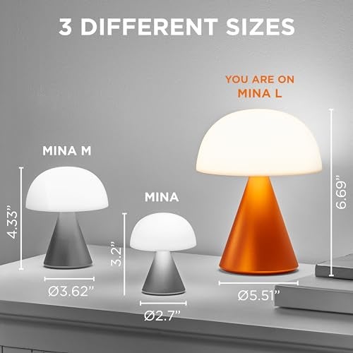 Lexon Mina L Mushroom Lamp - 9 LED Color Table Lamp for Bedrooms, Living Room & Office - Cordless, Rechargeable with 24h Light & Dimmer, Aluminum, Large - Dark Red - Image 2