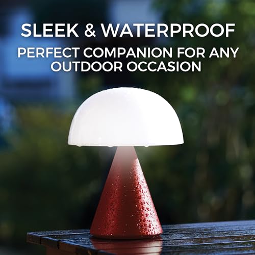 Lexon Mina L Mushroom Lamp - 9 LED Color Table Lamp for Bedrooms, Living Room & Office - Cordless, Rechargeable with 24h Light & Dimmer, Aluminum, Large - Dark Red - Image 5