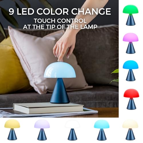 Lexon Mina L Mushroom Lamp - 9 LED Color Table Lamp for Bedrooms, Living Room & Office - Cordless, Rechargeable with 24h Light & Dimmer, Aluminum, Large - Dark Red - Image 3