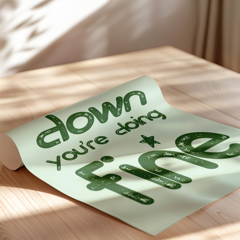 TNESSENTIAL Bold Green Slow Down You're Doing Fine Quote Wall Art Poster or Canvas Print, Typography Art Print, Motivational Quote Minimalist Wall Decor - Image 2