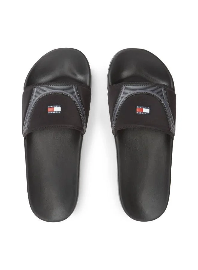 Tommy Jeans Black Logo Strap Pool Slides for Men | Best Price UAE